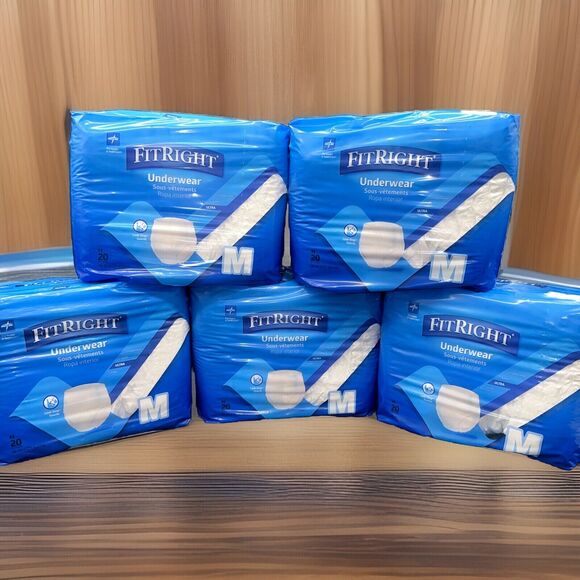 Fit right underwear ultra medium 5 Packs Of 20ct incontinence Leak Stop Guard{II - Picture 1 of 16
